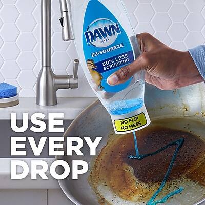 DAWN ULTRA EZ-SQUEEZE  
50% LESS SCRUBBING  

USE EVERY DROP  
NO FLIP NO MESS