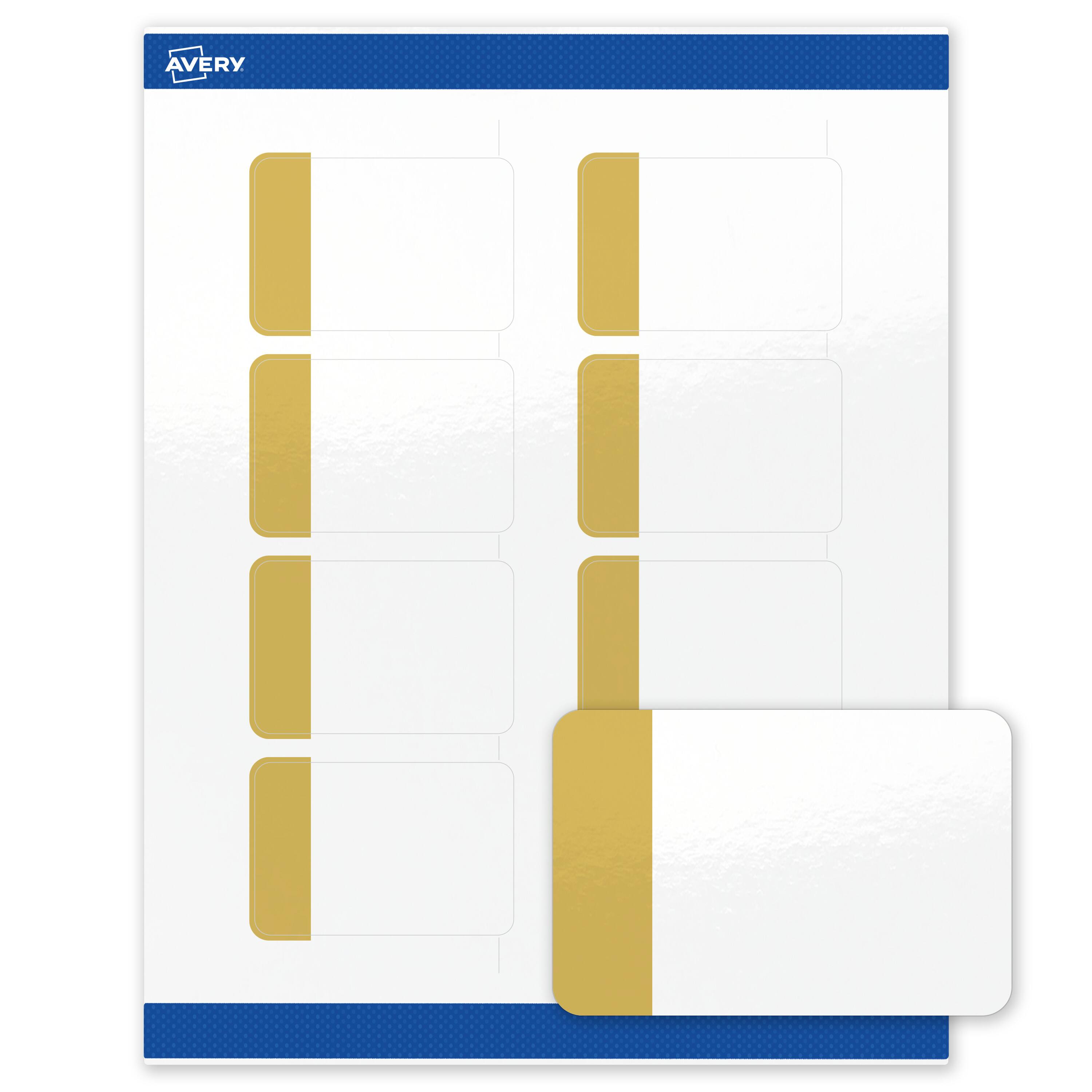 Front. Avery - Avery Labels, 2" x 3", Glossy White, Dipped Gold Edge - White.