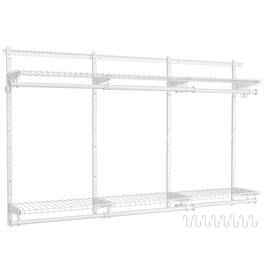 Songmics Home - Closet System, Closet Insert Organizer, 4-8 ft, Adjustable Metal Shelving Unit with 6 Hanging Rods, 6 Shelves, and Hooks - Cloud White