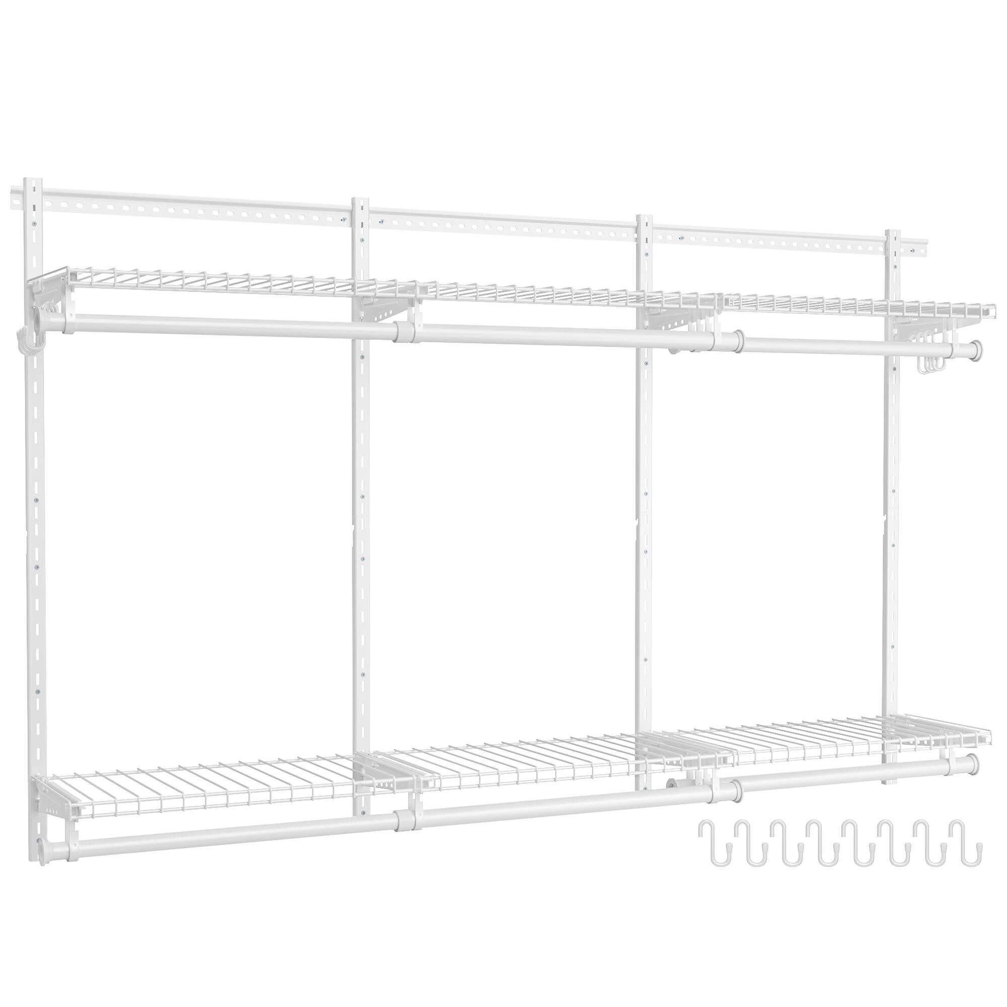 Front. Songmics Home - Closet System, Closet Insert Organizer, 4-8 ft, Adjustable Metal Shelving Unit with 6 Hanging Rods, 6 Shelves, and Hooks - Cloud White.