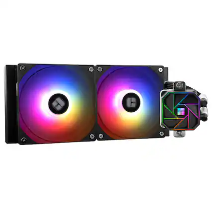 Front. Thermalright - Aqua Elite 240 V3 TL-C12B-S V2x2 PWM Fans, for AMD/AM4/AM5, Intel LGA1150/1151/1200/2011/1700, Liquid CPU Aio Cooler - Black.