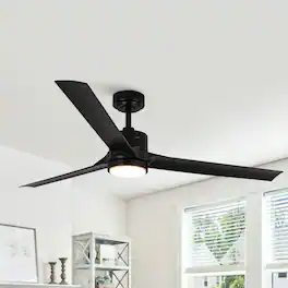 Vaczon - 60" Industrial 3CCT Integrated LED Ceiling Fan with Remote - Black