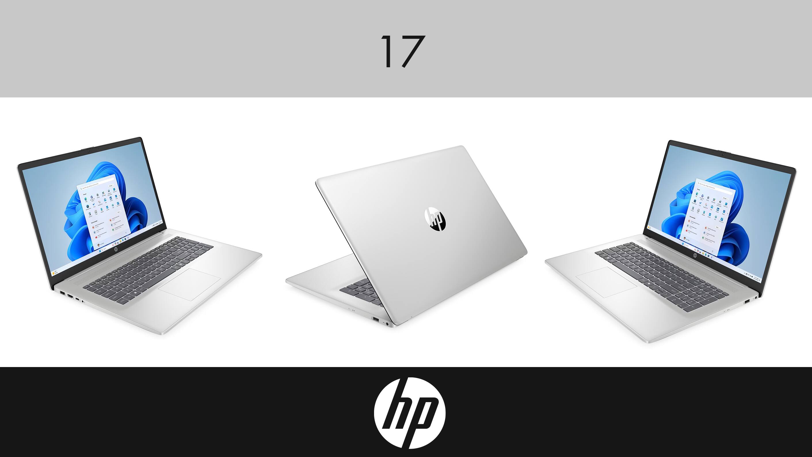 Alt View 1. HP - HP 17 Laptop 17.3 FHD (Intel i7-1355U, 16GB DDR4, 1TB PCIe SSD, Intel UHD, Win 11 Pro) w/USB Hub - Natural Silver.
