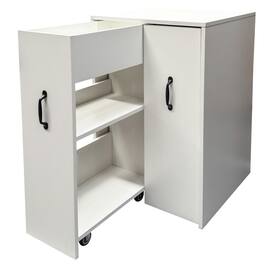 HTUTWOO - Pull Out Mobile Dust Proof File Cabinet with Wheels -3 Tier Wooden Floor Standing Bookcase with Slide Out Drawer Storage - White