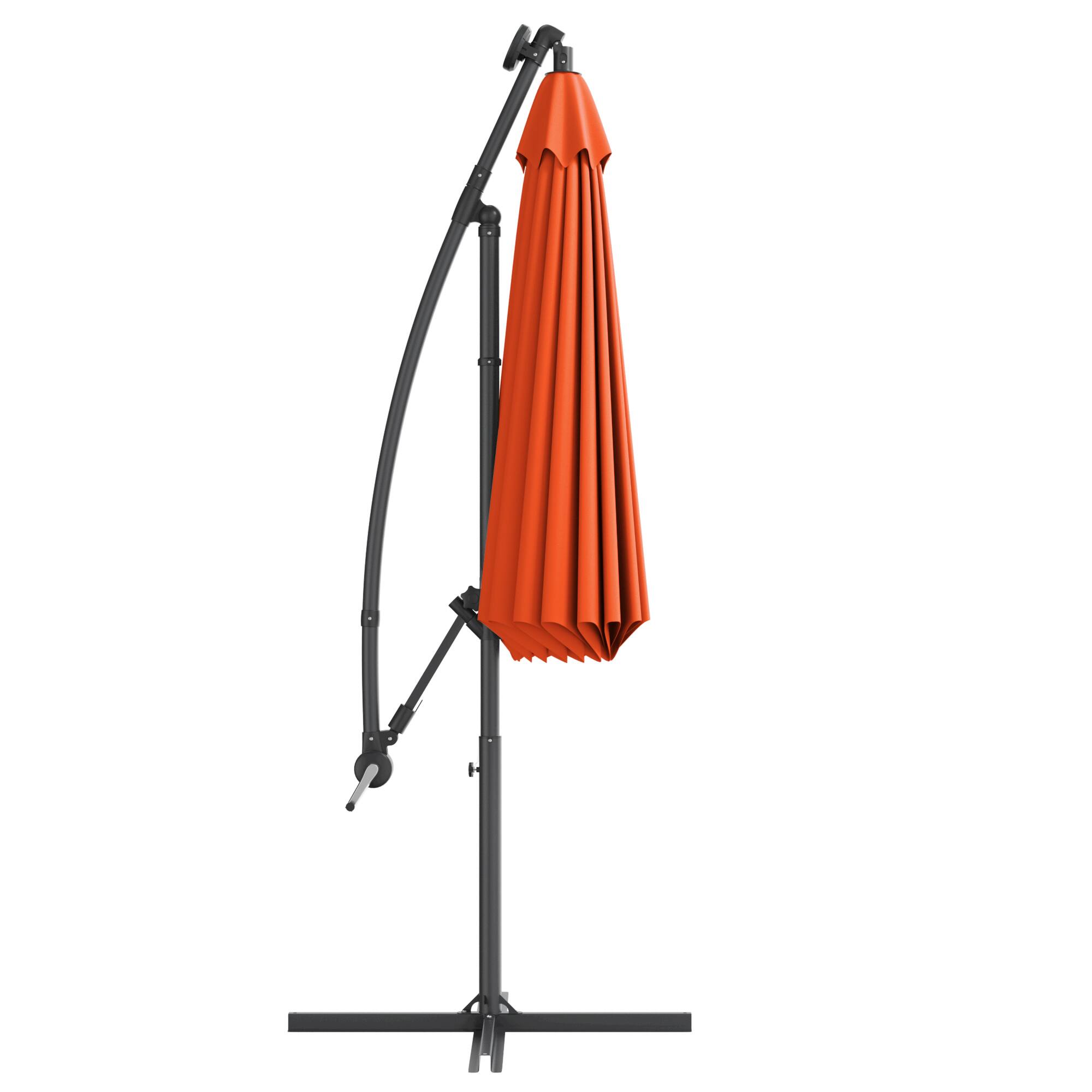 Alt View 4. Gymax - Gymax 10Ft Offset Hanging Umbrella Patio Outdoor w/ 32 Solar LED Lights Orange - Orange.