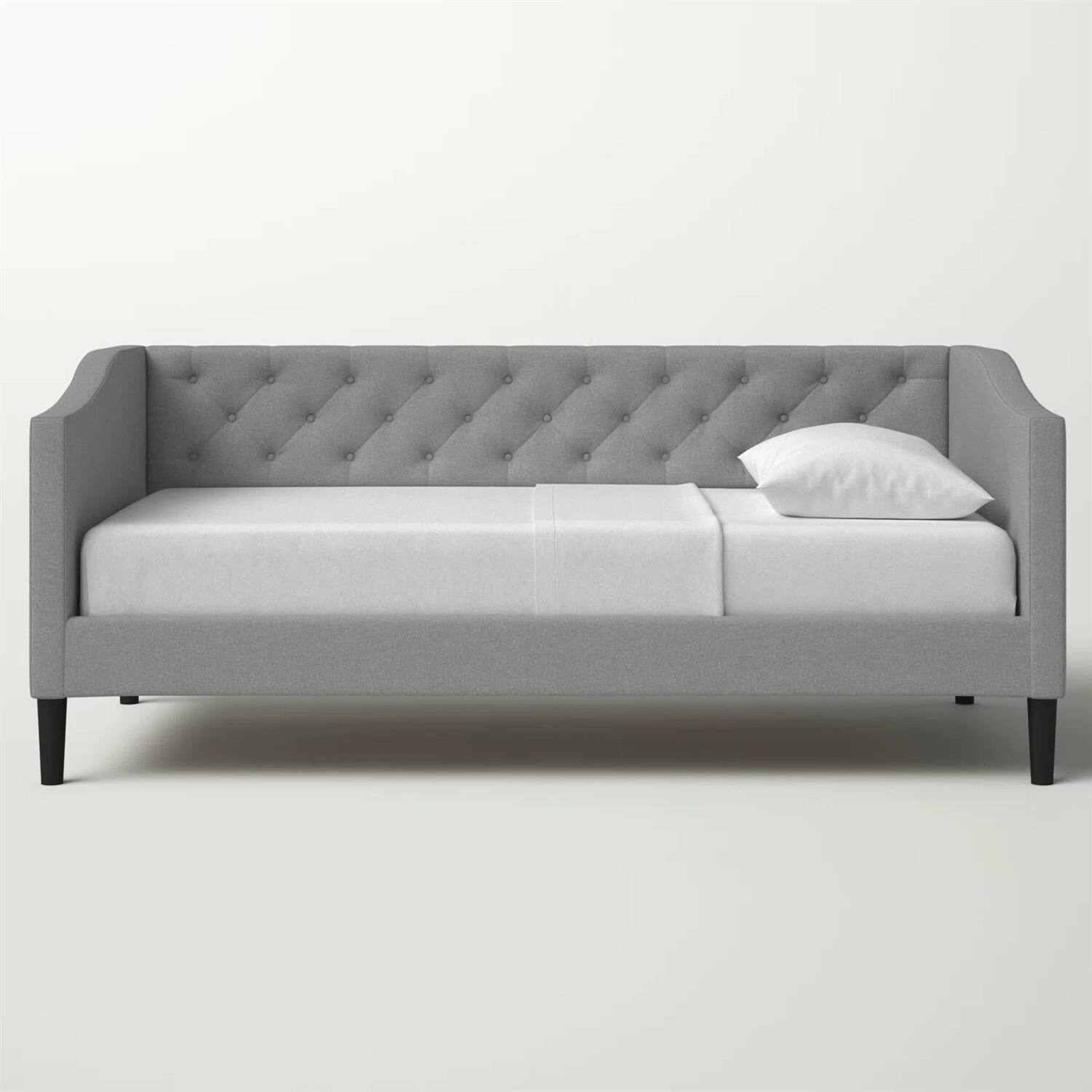 Left. Hivvago - Twin size Modern Grey Fabric Upholstered Button-Tufted Daybed - Grey.