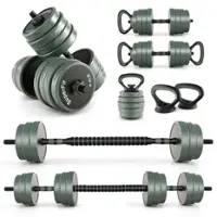 Costway - 4 in 1 Adjustable Weight Dumbbell Set 47lbs Free Weight Set withConnector Home Gym - Black/Gray - Front_Zoom