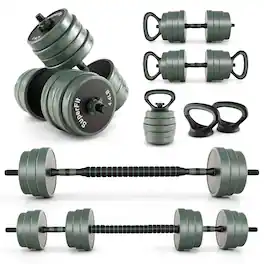 Costway - 4 in 1 Adjustable Weight Dumbbell Set 47lbs Free Weight Set withConnector Home Gym - Black/Gray