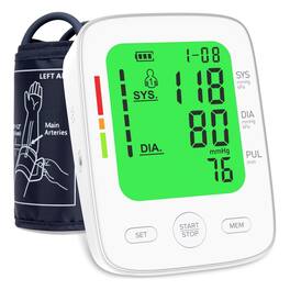 Dazzed Corner - Automatic Upper Arm Blood Pressure Monitor, 2×99 Memory, Adjustable Cuff - White