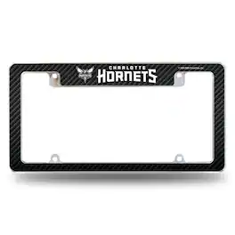 Rico Industries - Charlotte Hornets NBA Chrome Metal License Plate Frame with Carbon Fiber Design - Multi