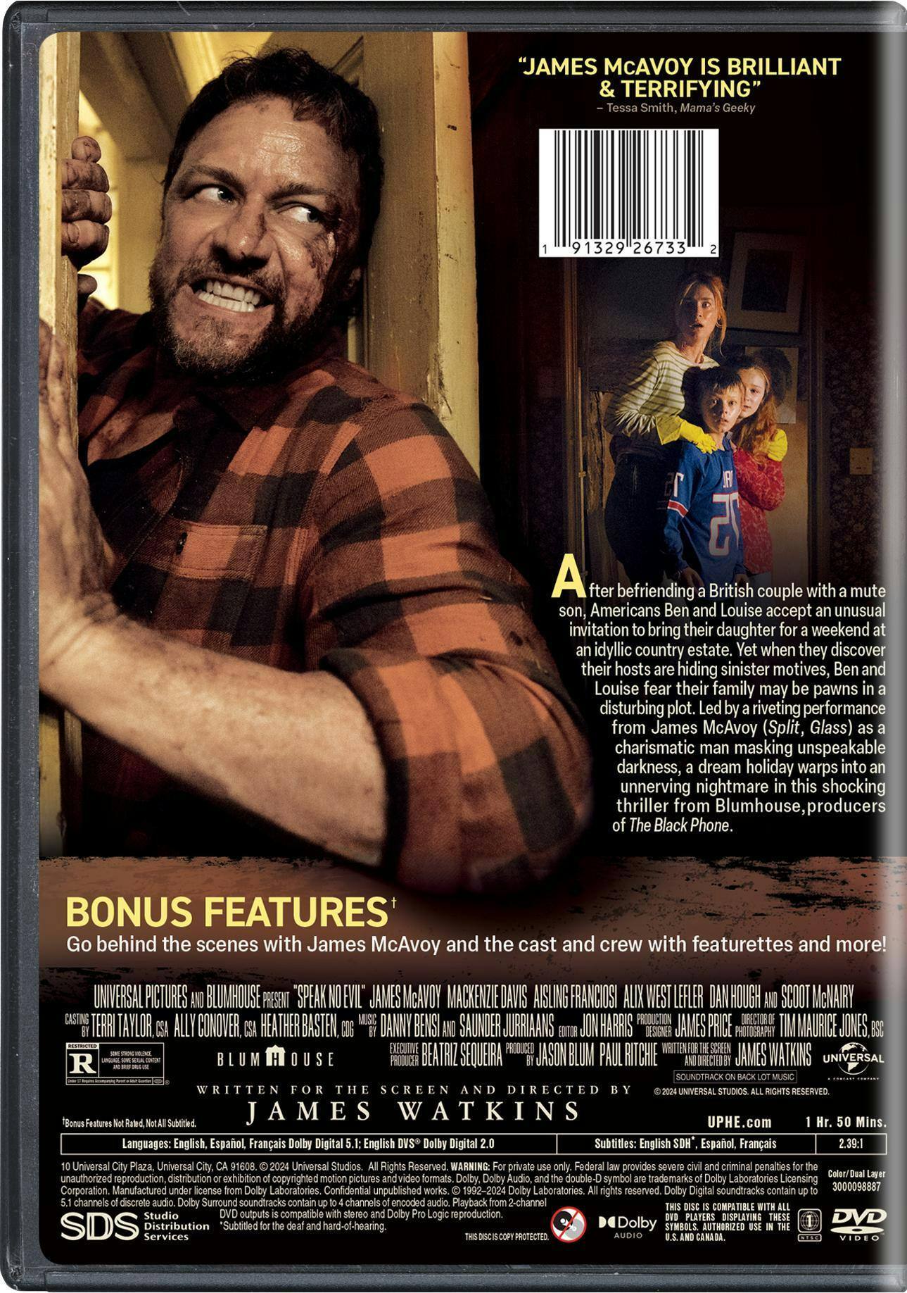 Back. Speak No Evil - Collector's Edition [DVD].