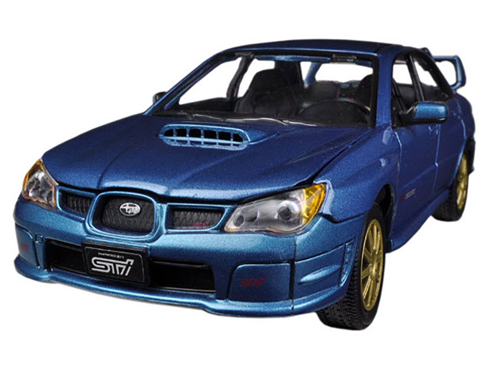 Angle. Motormax - Subaru Impreza WRX STi Blue Metallic 1/24 Diecast Model Car by Motormax - Blue Metallic.