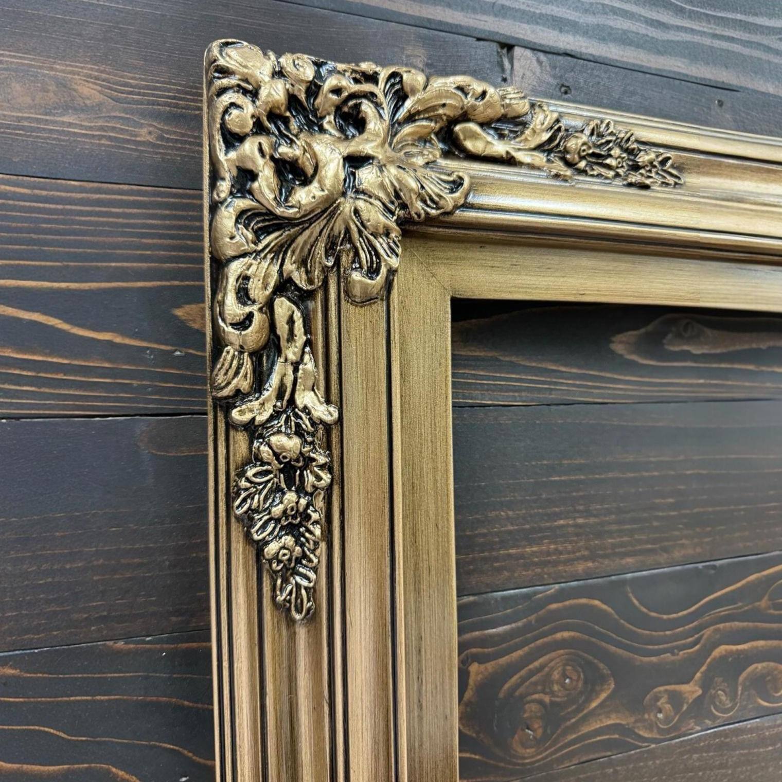 Alt View 1. LAREDO FRAME FACTORY - 65 inch Handmade ornate Tv frame for Samsung The Frame tv and Frame Pro Model - ANTIQUE GOLD.