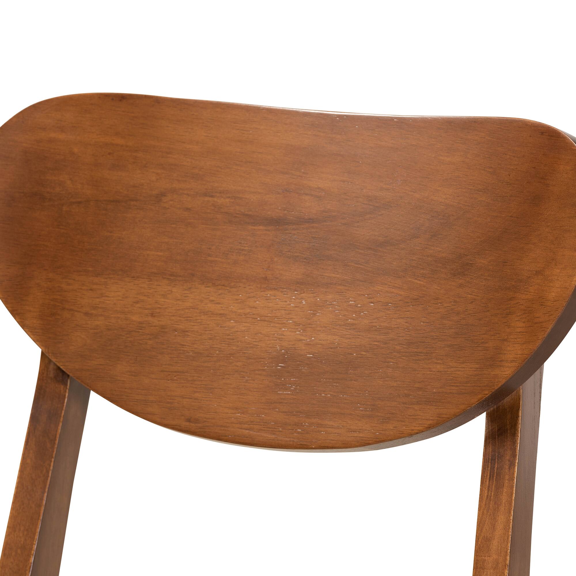 Back. Baxton Studio - Damara Mid-Century Modern Fabric Upholstered and Finished Wood 2-Piece Dining Chair Set - Sand/Walnut Brown.