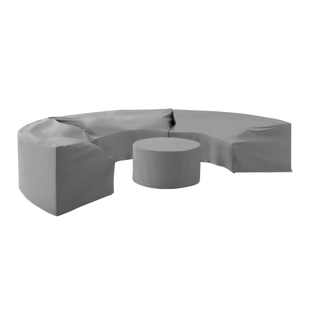 Back. Crosley Furniture - Catalina 4Pc Outdoor Furniture Cover Set, 3 Round Sectional Sofas & Coffee Table - Gray.