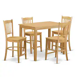 East West Furniture - 5 PC Dining counter height set-pub Table and 4 counter height stool - Oak