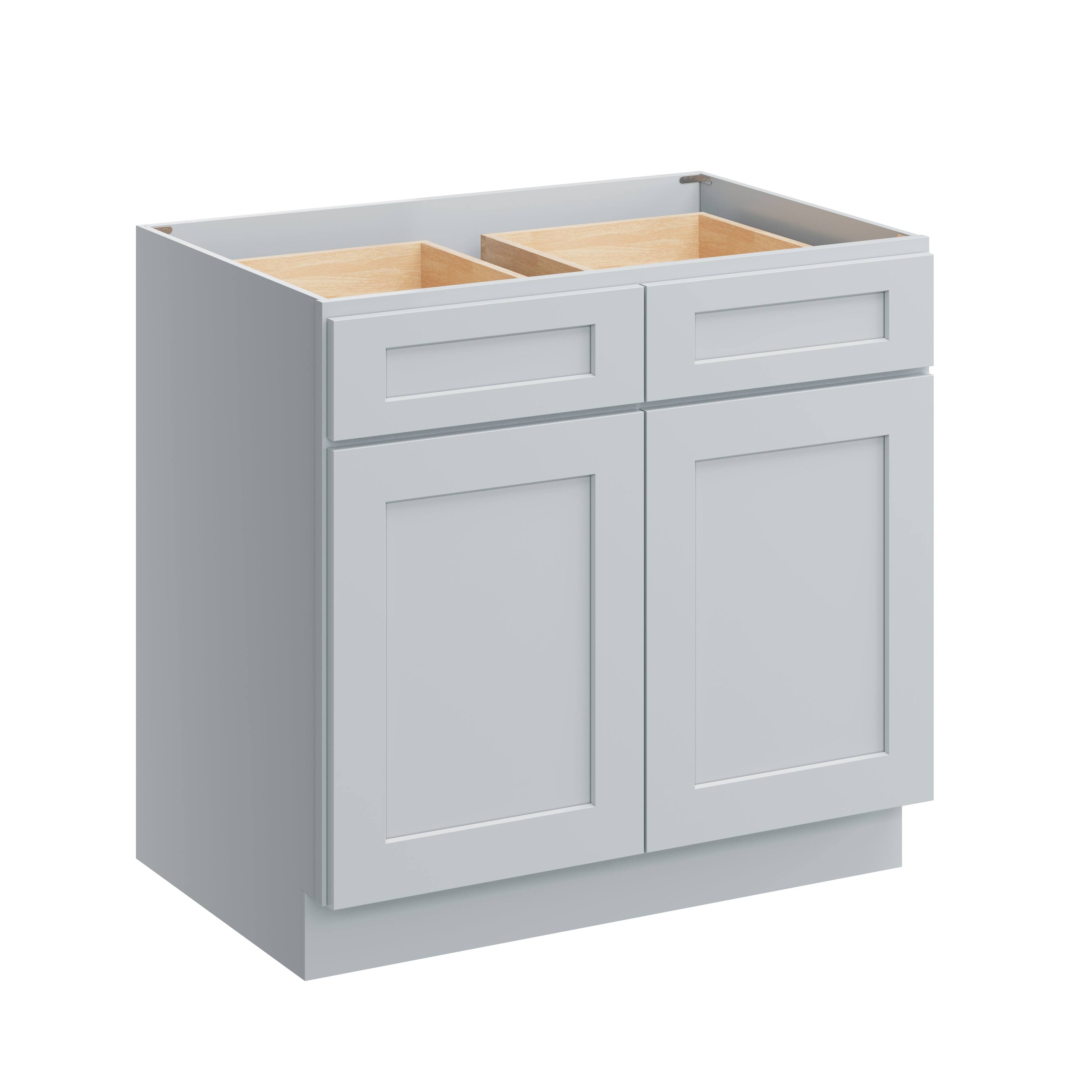 Front. Boyel Living - 36 Inch Dove Grey Kitchen Base Cabinet with Full Overlay and Soft-Close System - Dove Grey.