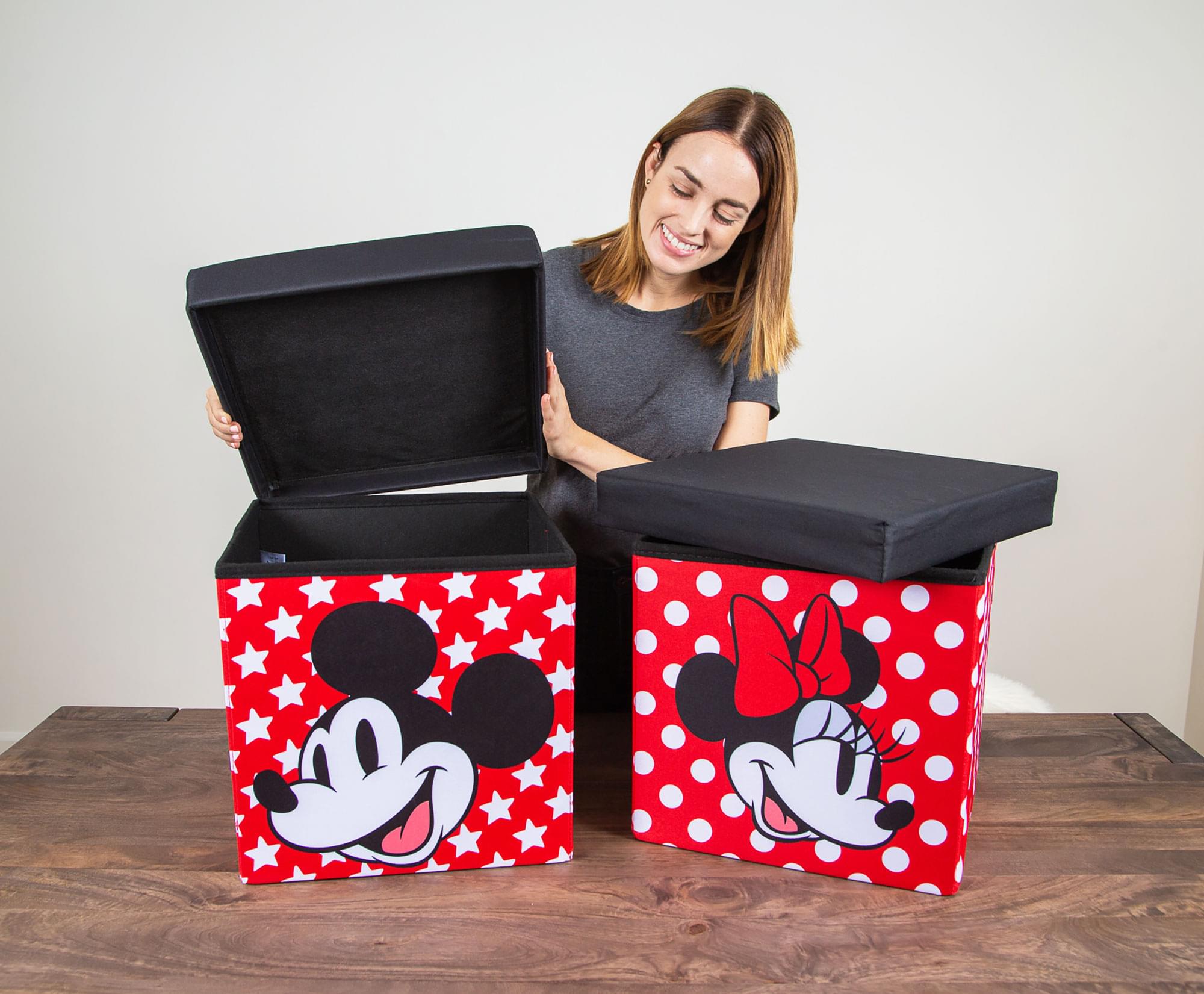 Alt View 2. Ukonic - Disney Mickey & Minnie 15-Inch Storage Bin Cube Organizers with Lids | Set of 2 - Red.