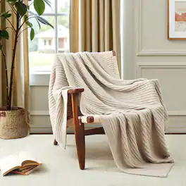 Peace Nest - 50"x60" Chunky Knit Throw Blanket Warm Comfort Woven Blanket - Khaki