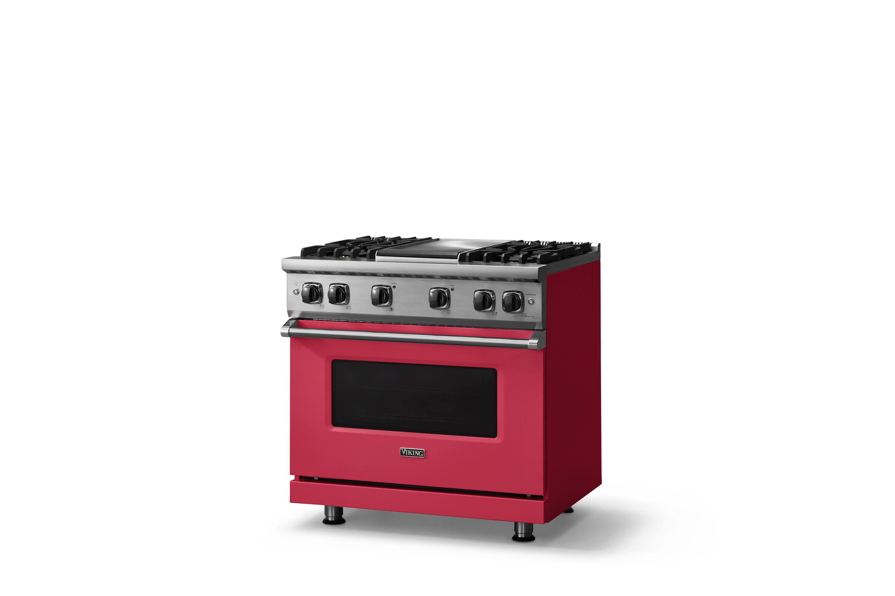 Angle. Viking - 5.1 Cu. Ft. 36"W Freestanding LP Gas Sealed 4 Burner Range with Griddle - Valentine.