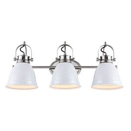 Jonathan Y - Phineas 25.5" 3-Light Adjustable Farmhouse Bohemian Iron LED Vanity Light, /Nickel - White