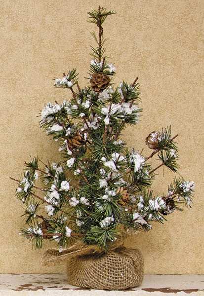 BreeBe - Snowy Brush Pine Tree 12" - Green, Brown