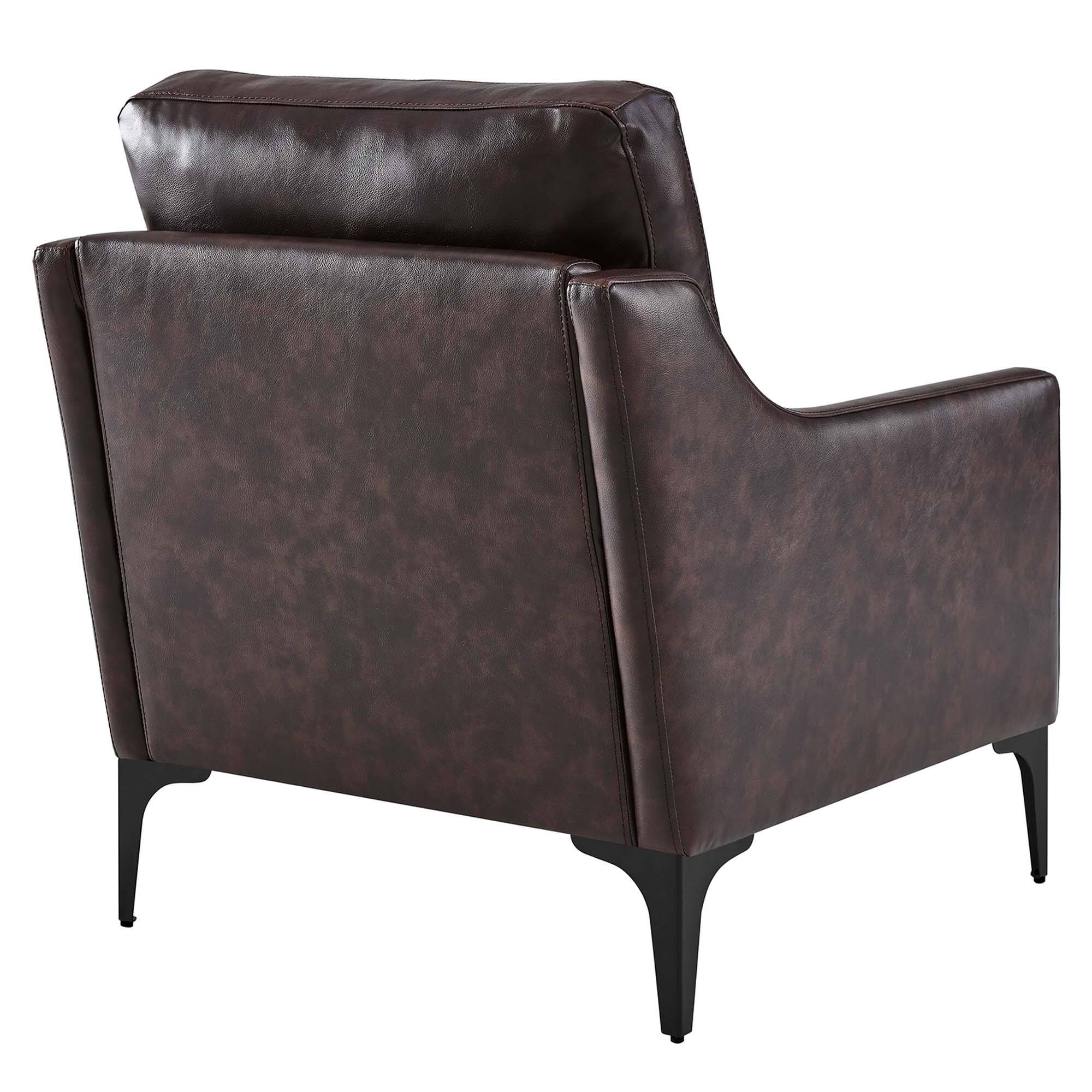Back. Modway - Corland Leather Armchair by Modway - Brown.
