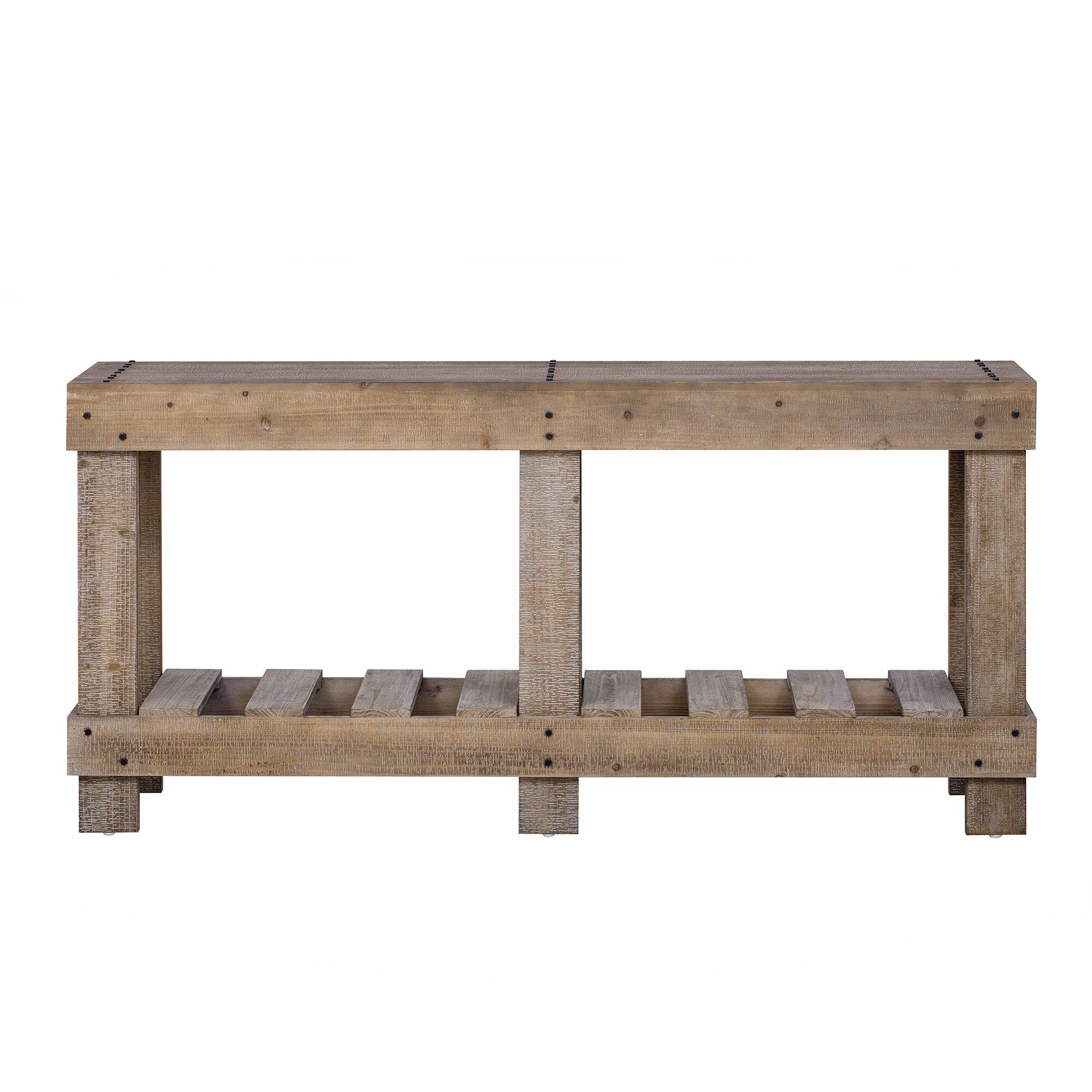 Front. Boyel Living - 62.9-Inch Vintage Solid Wood Entryway Table with Storage Shelf and Metal Rivet Decor in Brown - Brown.