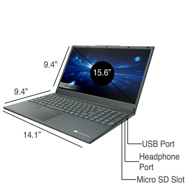 9.4" 15.6" 9.4" Gateway  
14.1"  
USB Port  
Headphone Port  
Micro SD Slot
