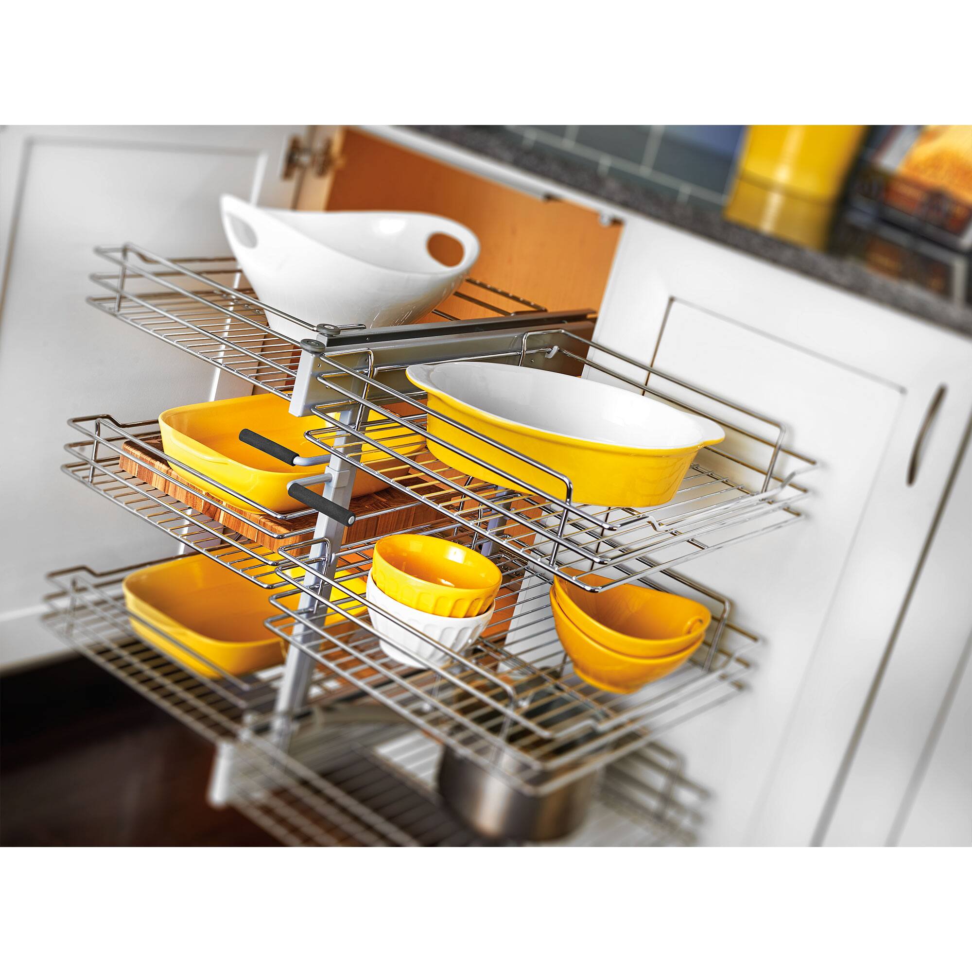 Alt View 5. Rev-A-Shelf - Rev-A-Shelf Pullout Corner Cabinet Organizer w/ Soft-close Three-Tier, 5PSP3-15SC-CR - Silver.