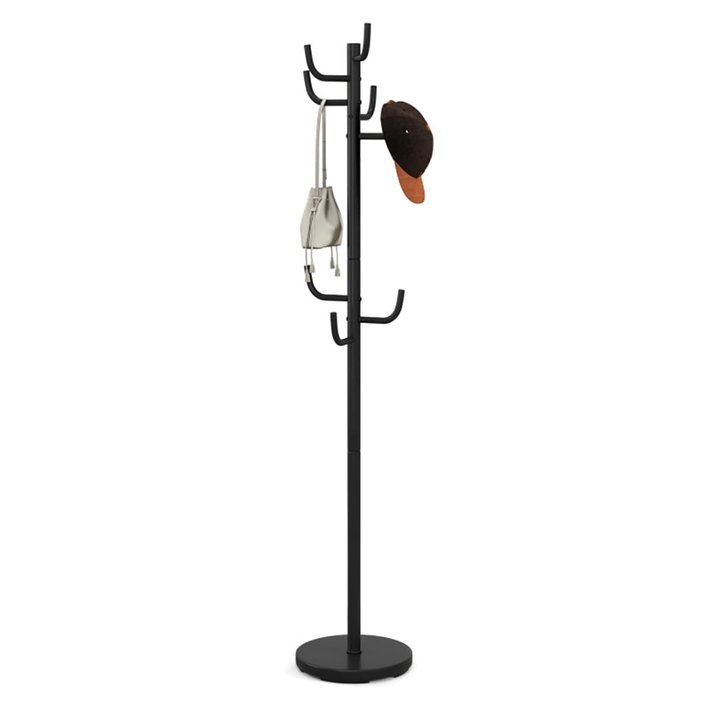 Alt View 1. Kadyn - Metal Coat Rack Stand with 8 Sturdy Hooks and Metal Base, Tree Shaped Coat and Hat Hanger, Coat Racks for Foyer - Black.