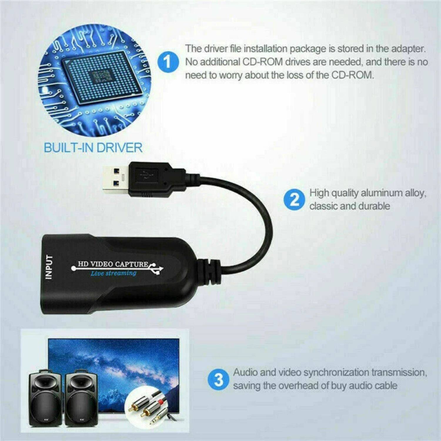 1. The driver file installation package is stored in the adapter. No additional CD-ROM drives are needed, and there is no need to worry about the loss of the CD-ROM.

2. High quality aluminum alloy, classic and durable

3. Audio and video synchronization transmission, saving the overhead of buying audio cable