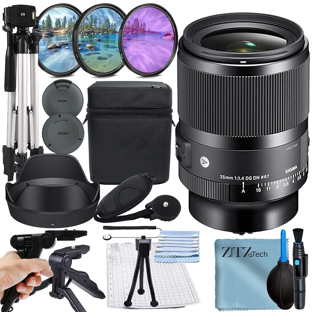 Bundle - Sigma - 35mm f/1.4 DG DN Art Lens for Sony E + 3 Pieces Filter Kit + Tripod + ZeeTech - Black price history on PriceWatchPro