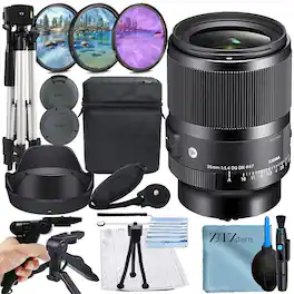 Bundle - Sigma - 35mm f/1.4 DG DN Art Lens for Sony E + 3 Pieces Filter Kit + Tripod + ZeeTech - Black