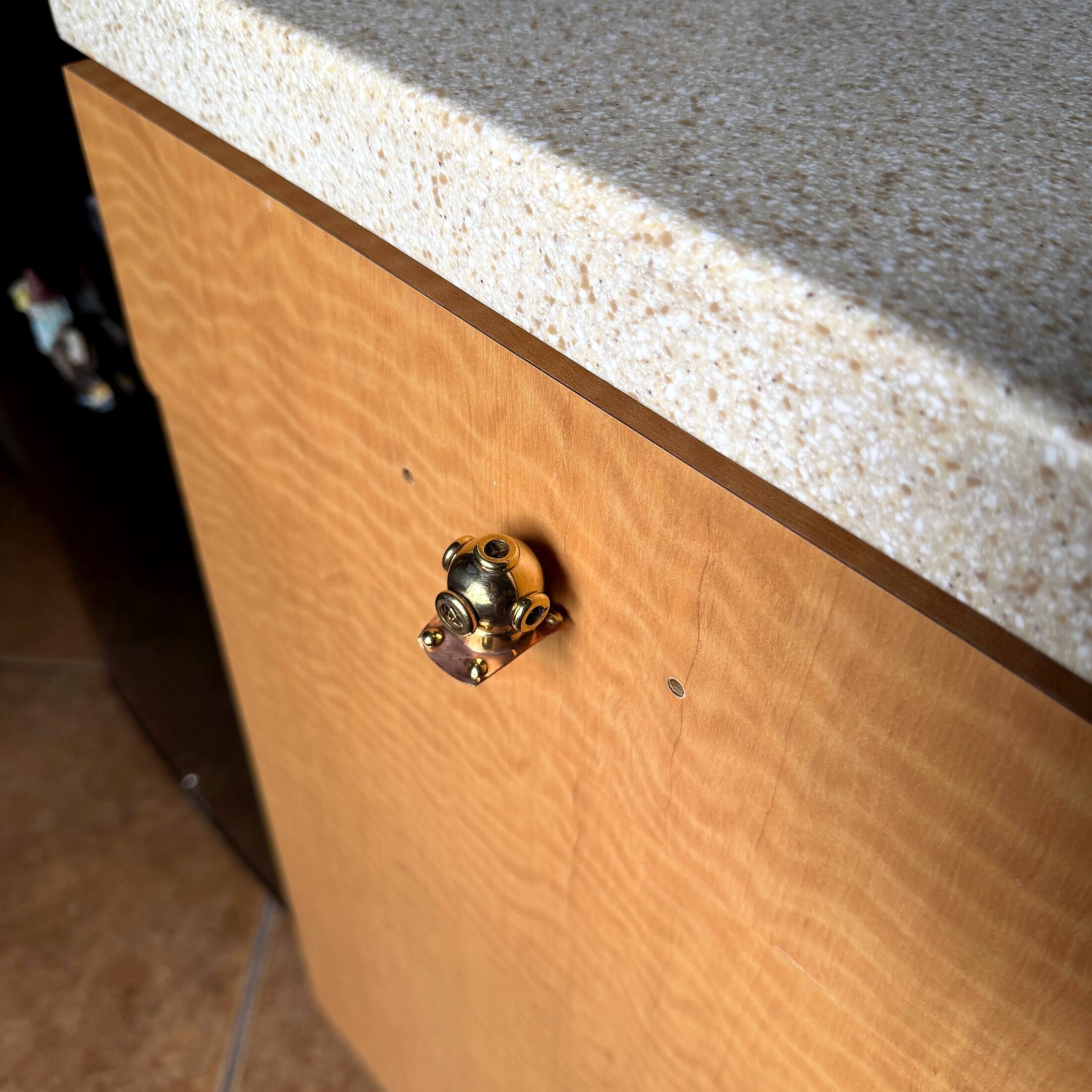 Alt View 7. Things2Die4 - Set of 4 Brass Diver Helmet Drawer Pulls Nautical Cabinet Knobs 1.25 In - Brass.