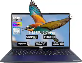NIMO - 15.6" IPS FHD-Laptop Intel 6 Cores i3-1215U 32GB RAM 512GB SSD 4.4GHz - Blue