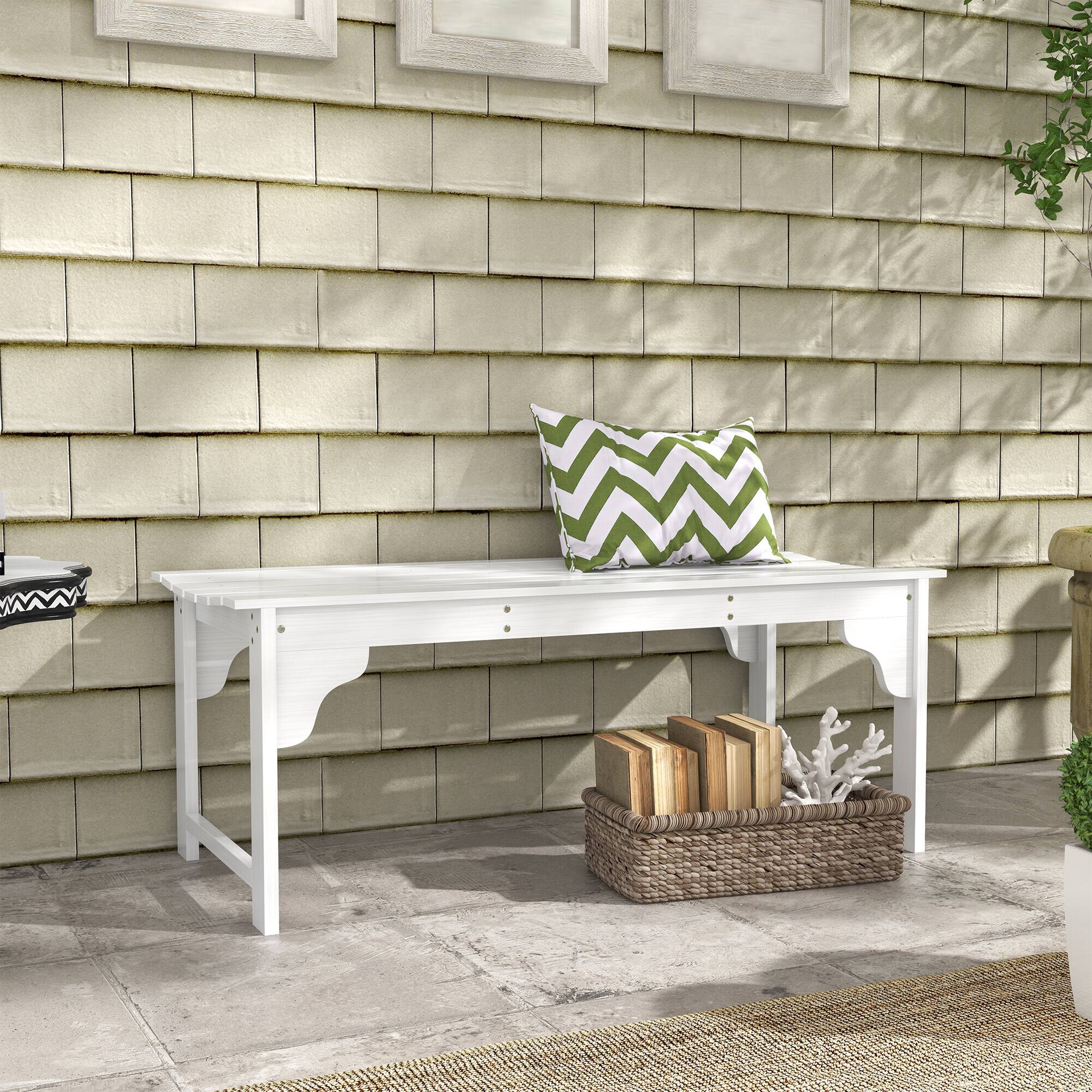 Alt View 1. Outsunny - Wooden Garden Bench - White.