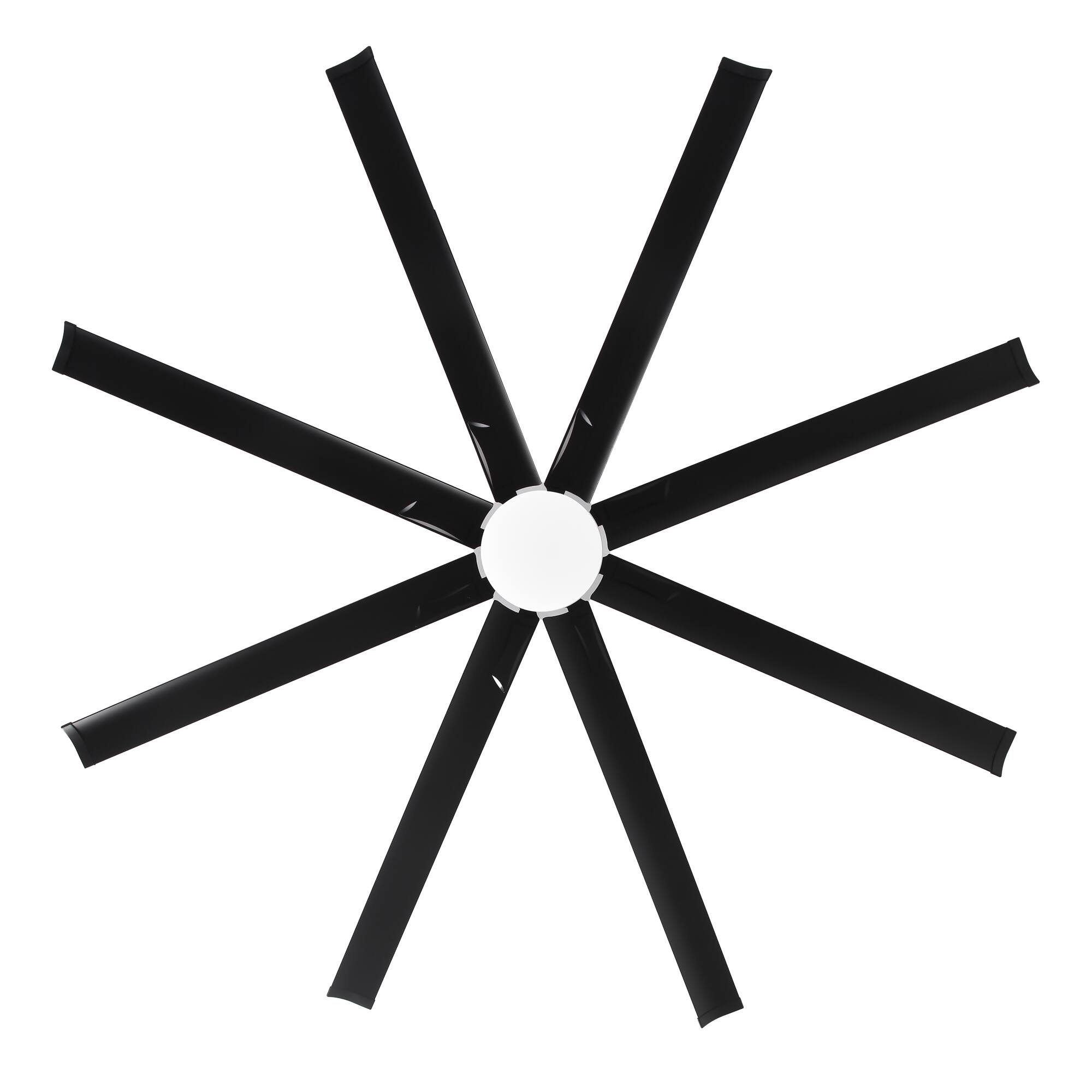 Alt View 4. Vaczon - 84" Industrial Aluminum 8-Blade Large Indoor Commercial Ceiling Fan with Dimmable 3CCT LED Light and Remote - Matte Black.