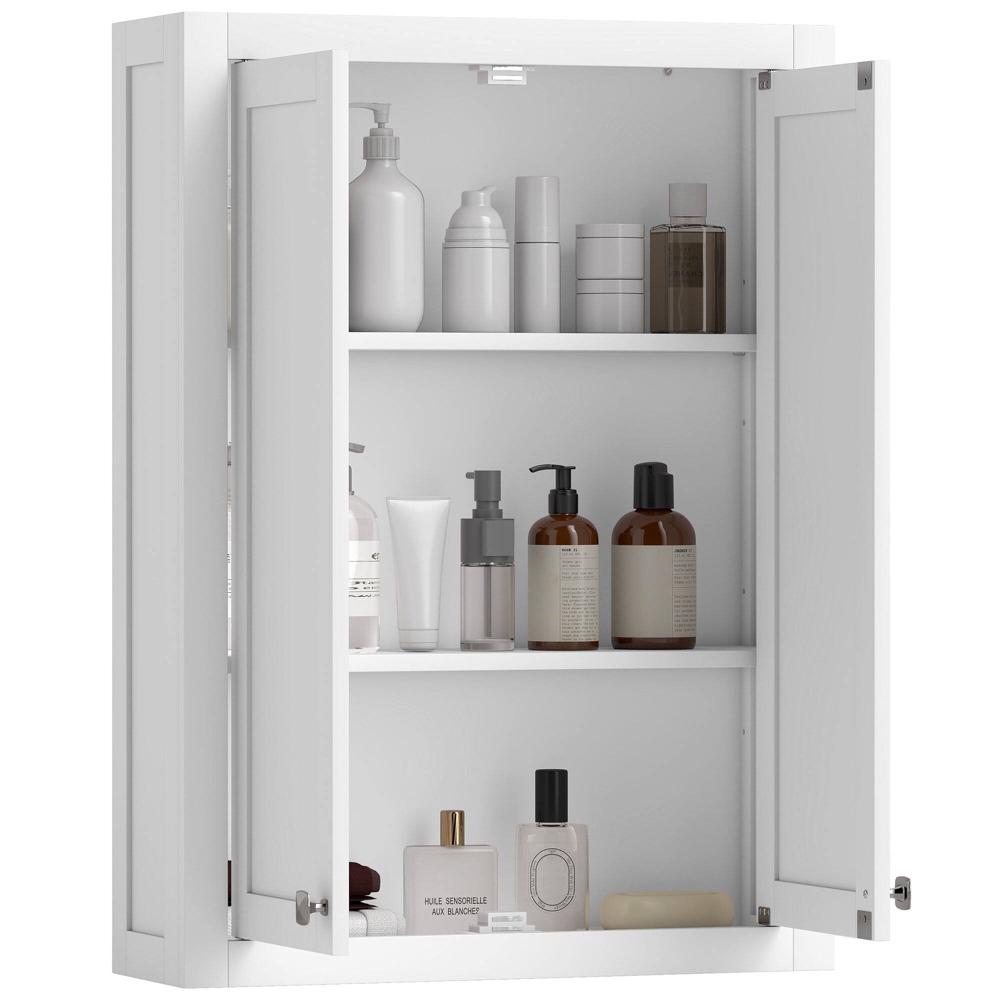 Homcom - Narrow Bathroom Storage Cabinet, Bathroom Floor Cabinet with 2 Drawers & 3 Open Shelves - White