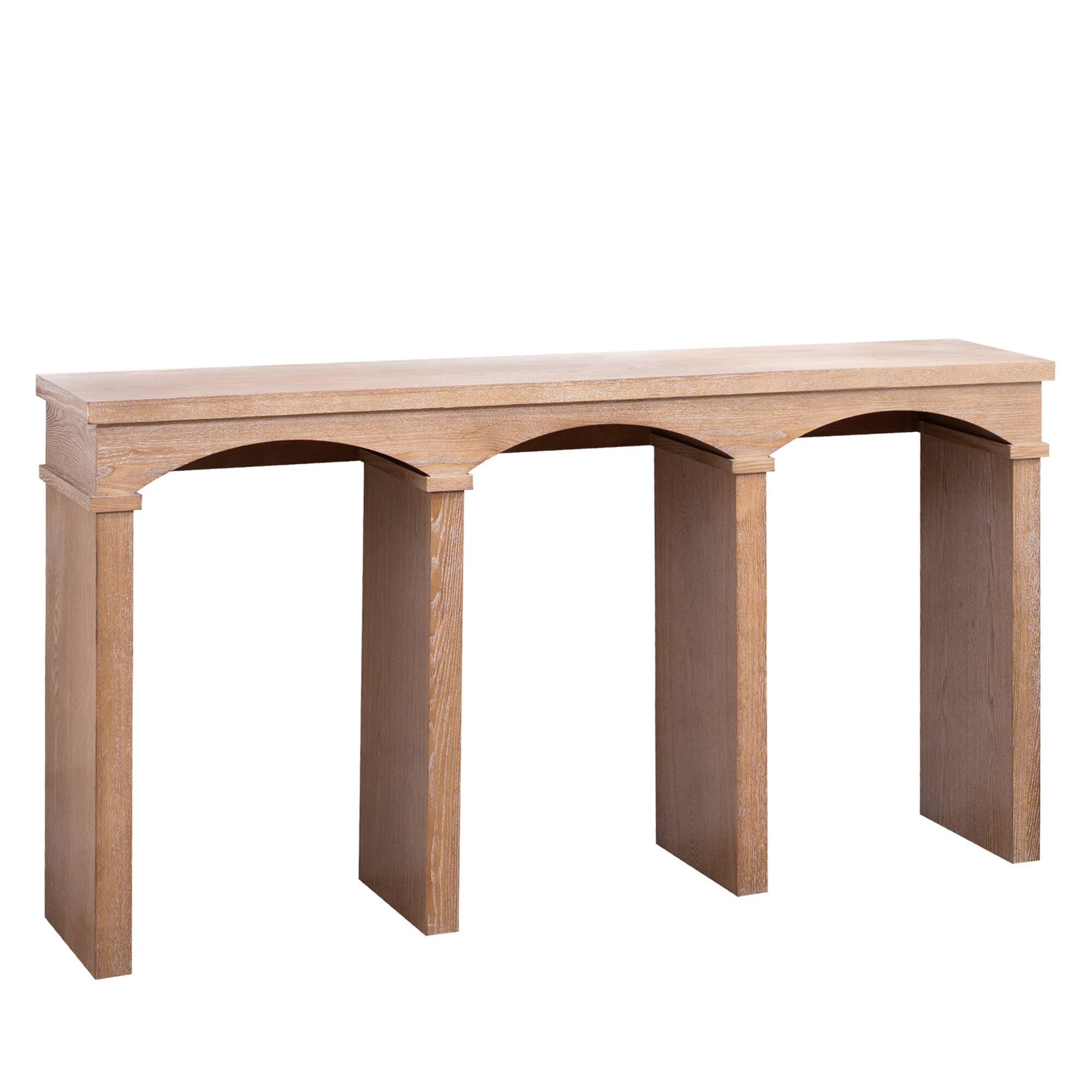 Back. GOODSILO - Rustic Archway Entryway Console Table with Decorative Arched Legs and Natural Wood Finish - Antique Natural.