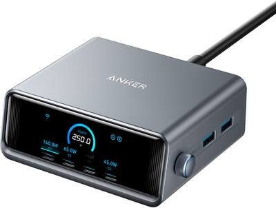 Anker Prime Charger (250W, 6 Ports, GaNPrime) Silver A2345141 Anker Prime Charger (250W, 6 Ports, GaNPrime) Silver A2345141
