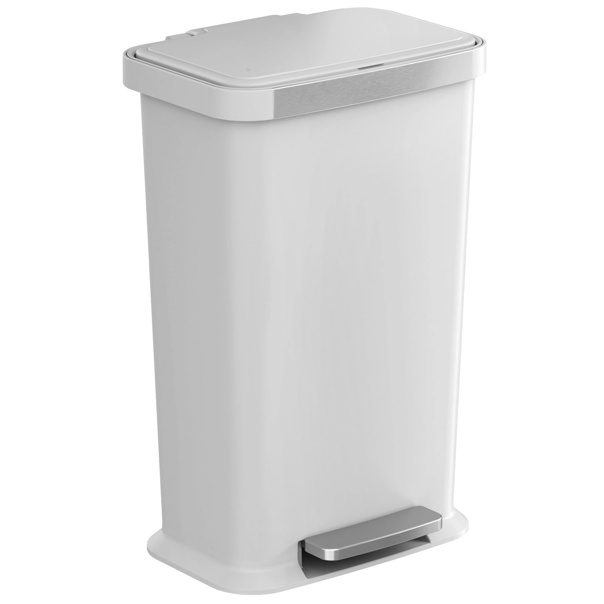 iTouchless - 13.2 Gallon SoftStep Prime Kitchen Trash Can with Durable Pedal and AbsorbX Odor Filter - White