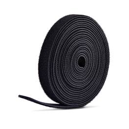 Startech - 75ft Hook and Loop Roll, 0.5in Wide, Black, Cut-to-Size Reusable Cable Ties, Fastener Tape, Adjustable Fabric Wraps