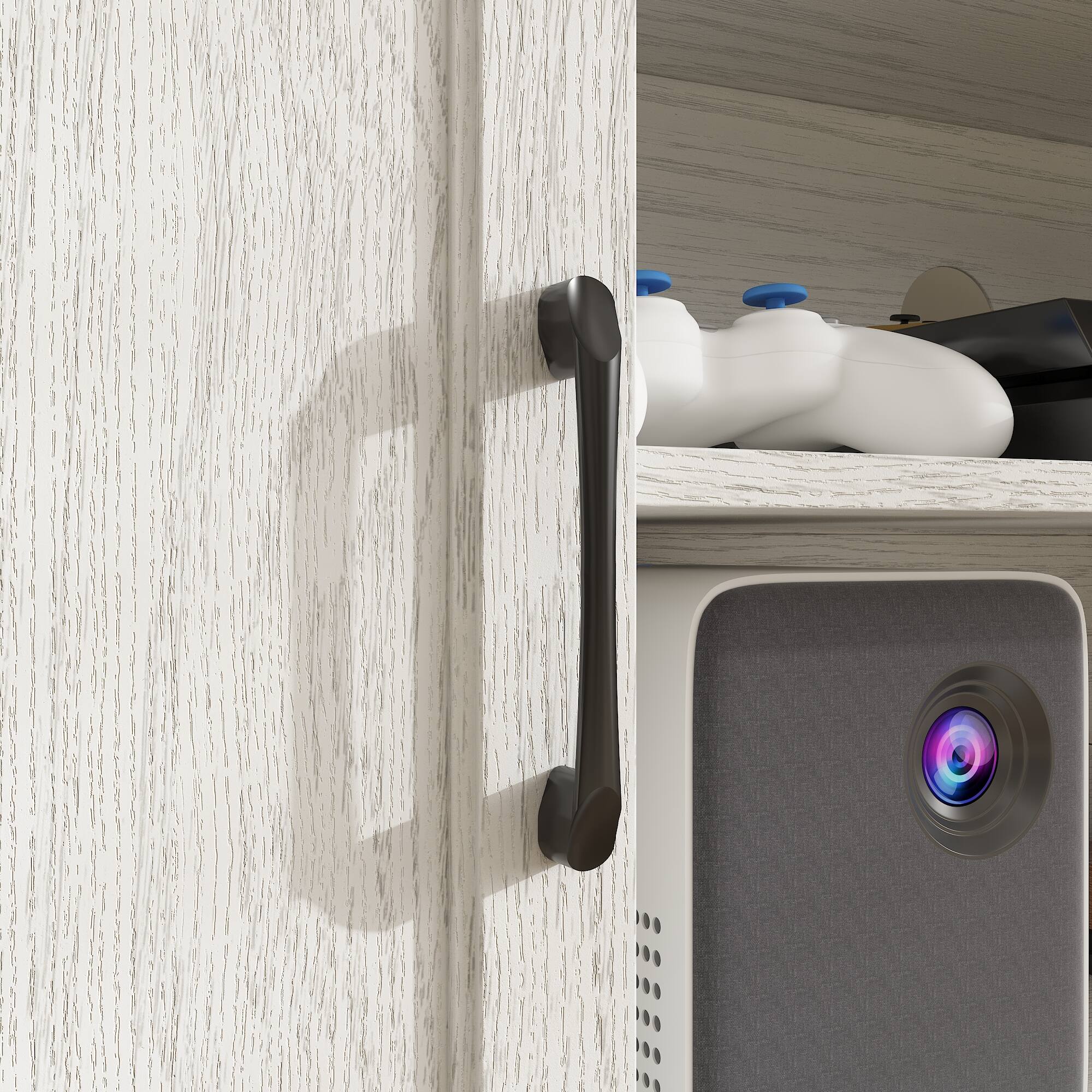 Alt View 7. Famapy - Traditional Upto 70" TV Stand with Cable Management Storage Cabinets & Open Shelves – Classic Media Console - White.