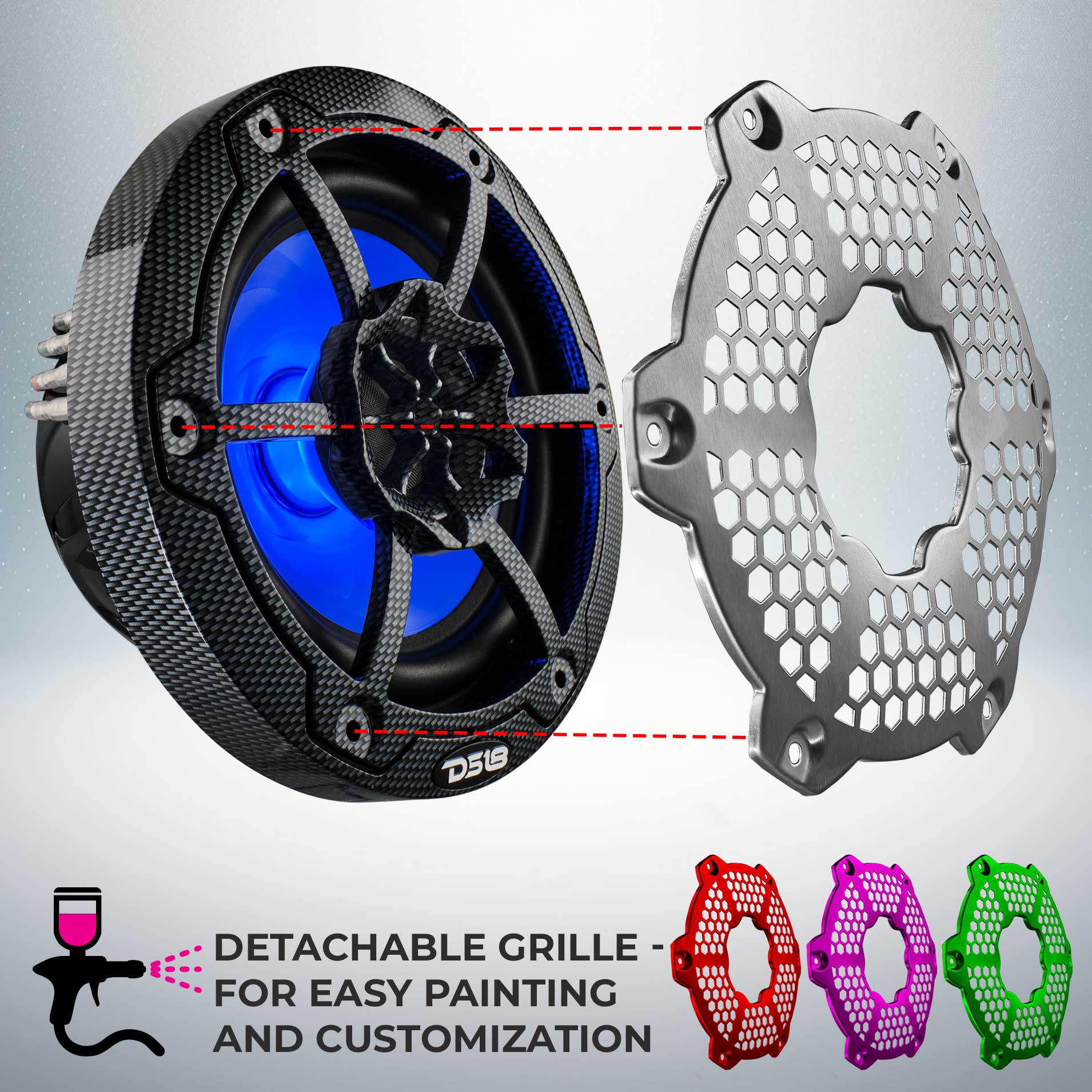D518  
DETACHABLE GRILLE - FOR EASY PAINTING AND CUSTOMIZATION