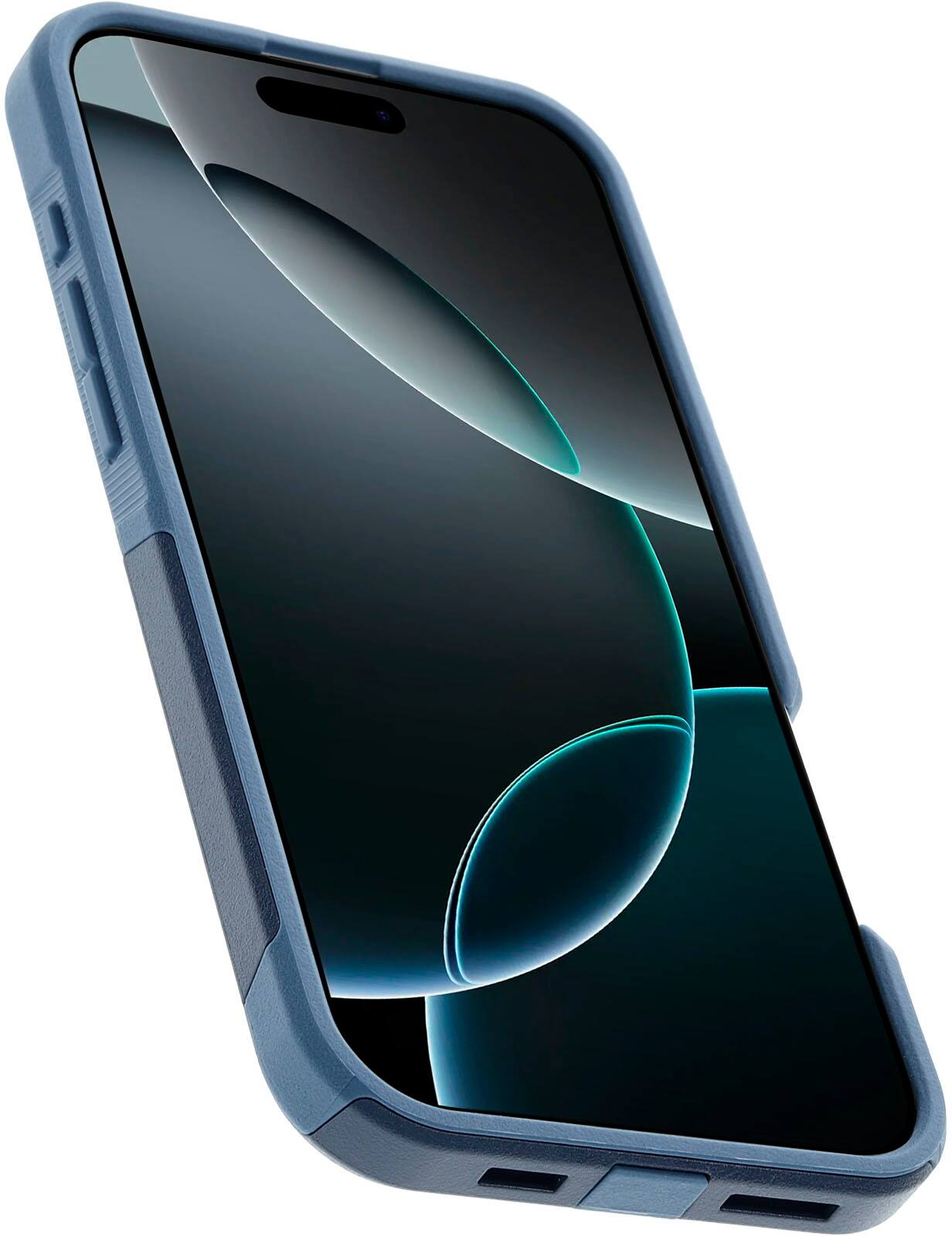 Left. OtterBox - Commuter Series Hard Shell for MagSafe for Apple iPhone 16 Pro Max - Baby Blue Jeans.