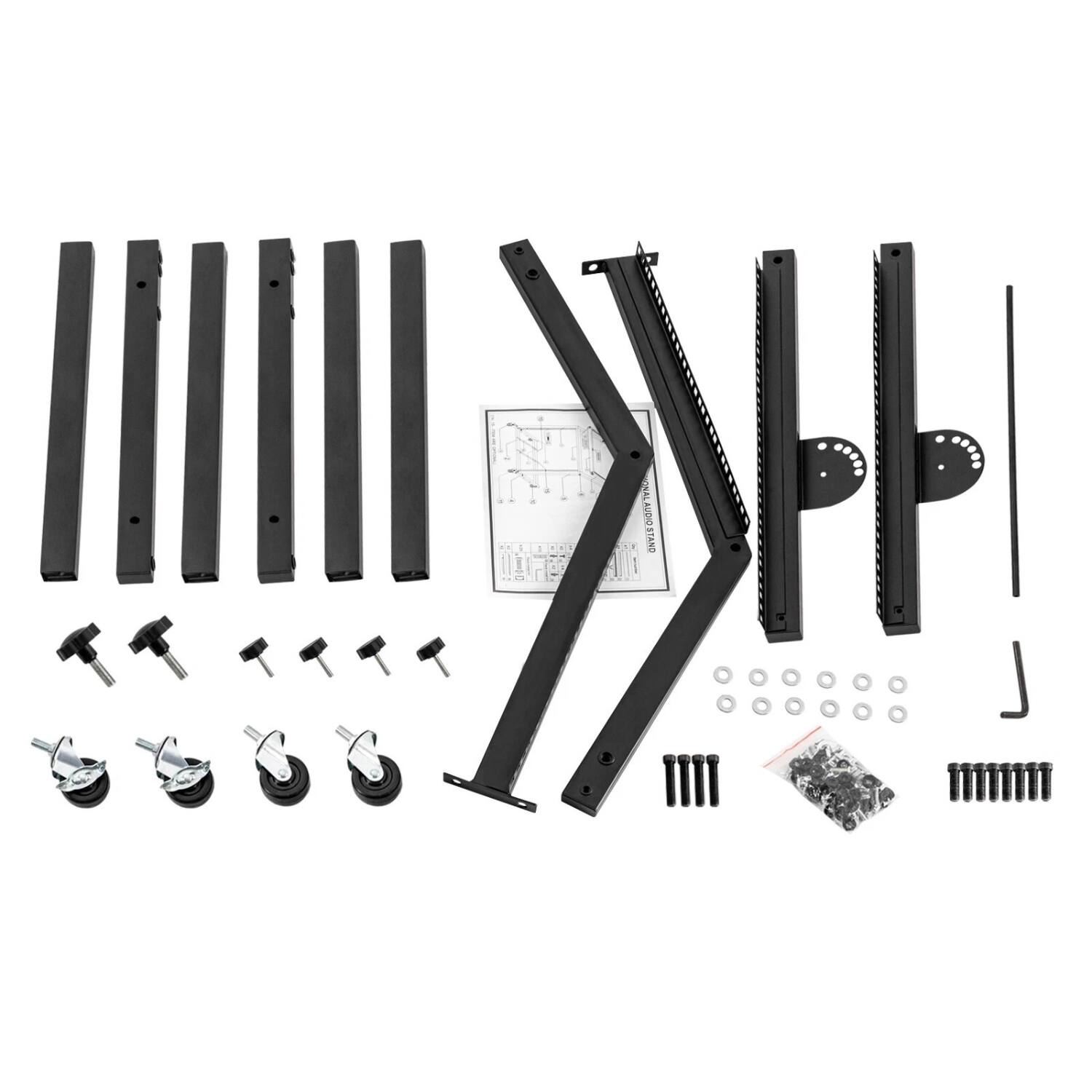 Back. Stock Preferred - 9U Rolling DJ Mixer Stand Rack with Wheels - Black.