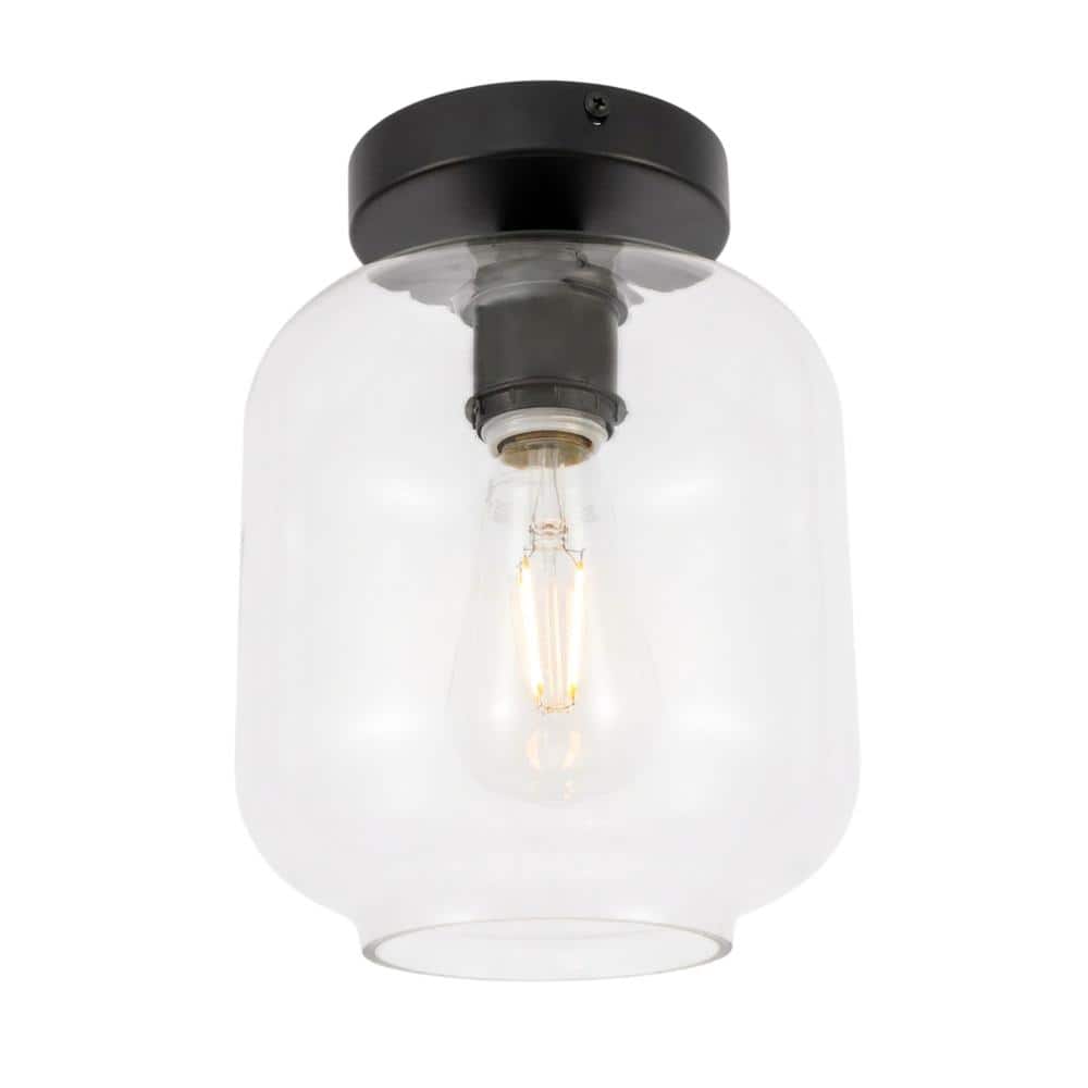 Living District - Collier 1 light Flush mount - Black And Clear Glass