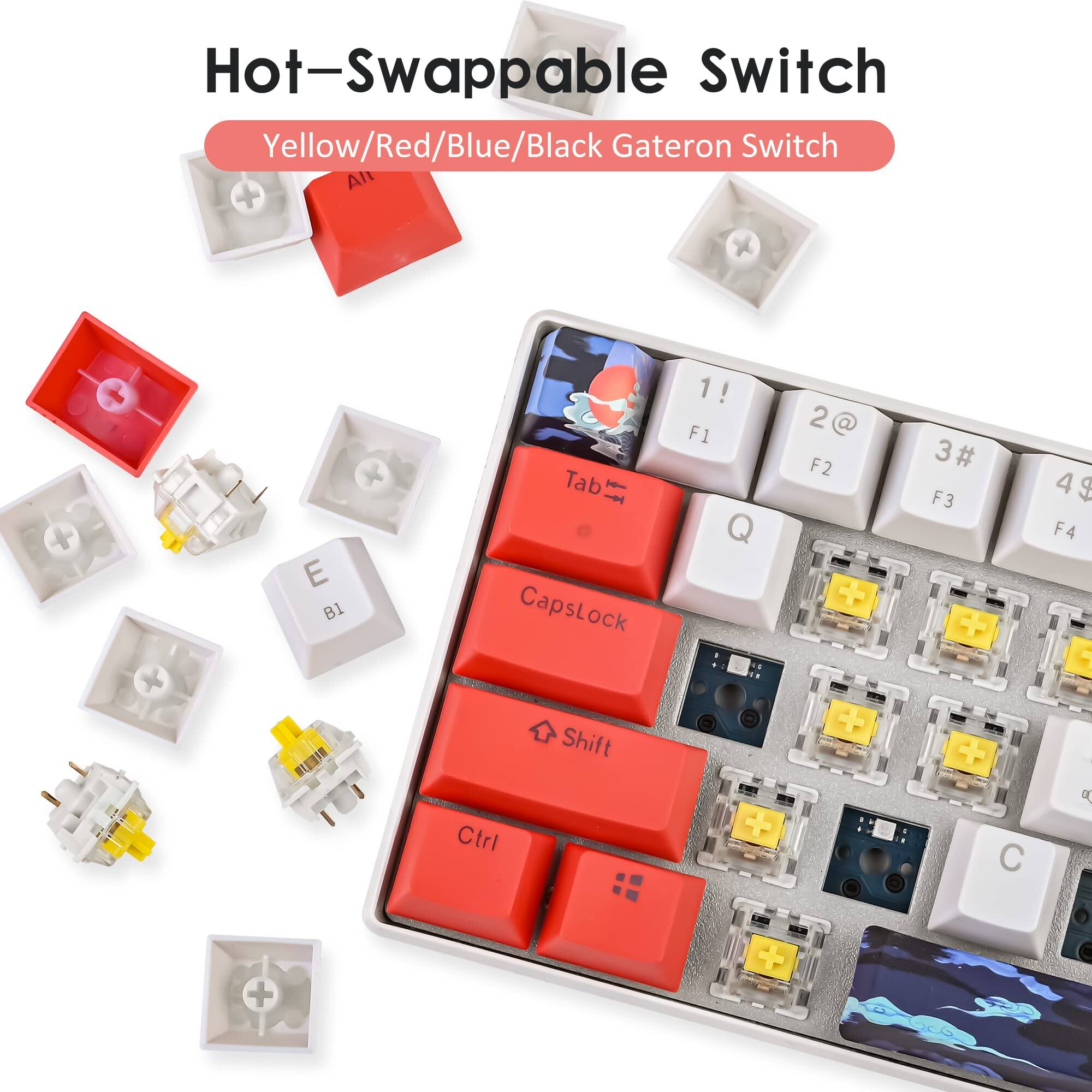 Hot-Swappable Switch  
Yellow/Red/Blue/Black Gateron Switch  

Alt E B1 Tab CapsLock 1! F1 Q 2@ F2 3# F3 4$ F4 Ctrl Shift + C a +