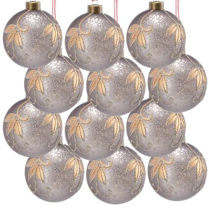 Front. Dexmalle - Dexmalle-D3 Christmas Tree Decorative Glass Hanging Ball,Set of 12-Silver - Silver.